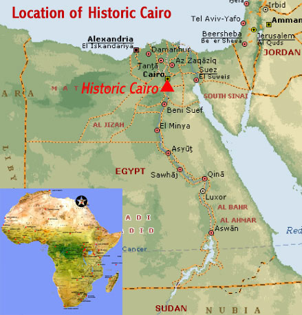 Historic Cairo - Egypt. Map