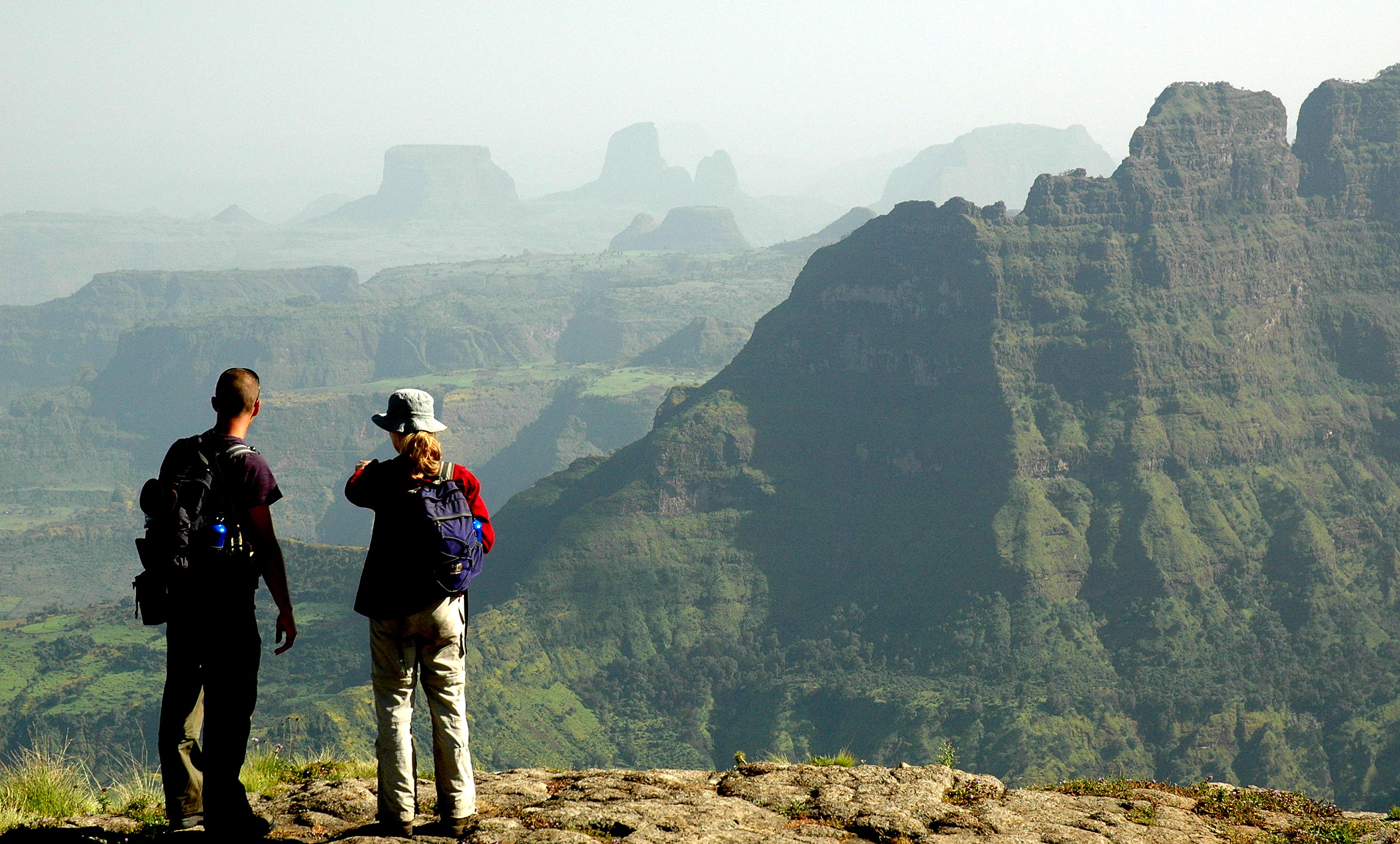 Simien Mountains world heritage site is on the Danger List because of continuing threats  to highly endangered wildlife from high levels of human actvitity and settlement inside the park 