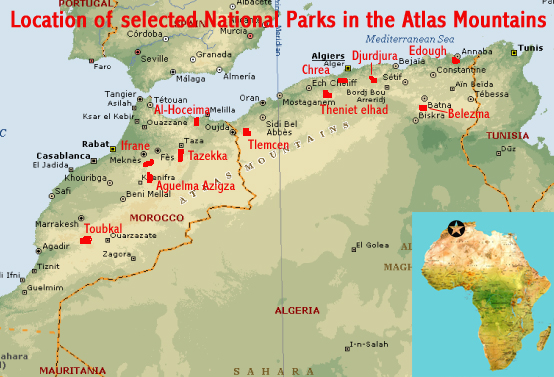 Atlas Mountains Physical Map